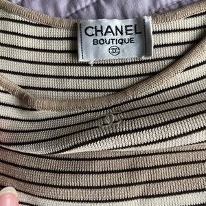 Chanel Vintage Spring 1998 - Beige and Brown Striped Top